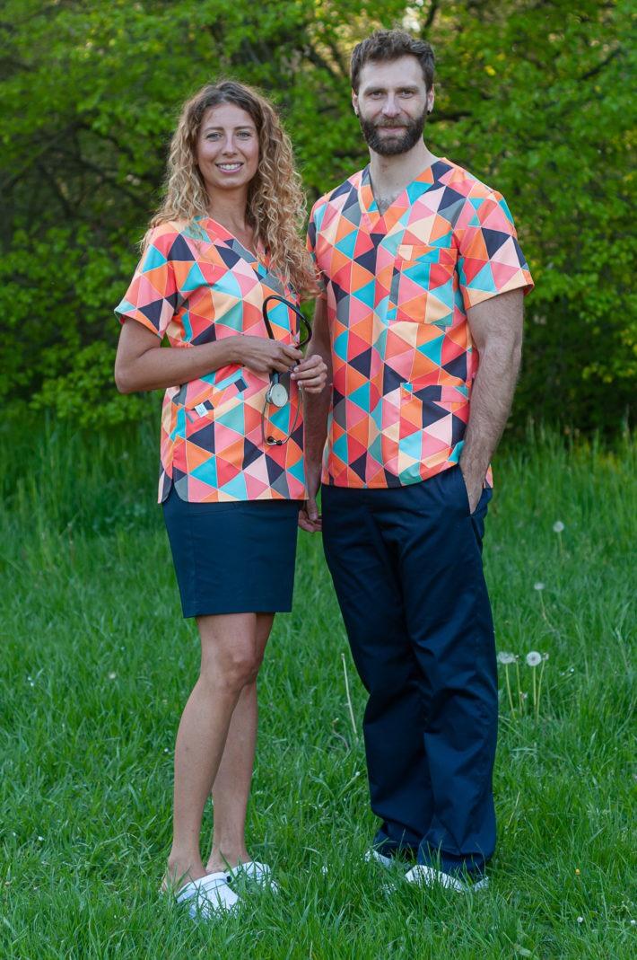 Pánsky top - " Geometric / oranžová " - Image 2